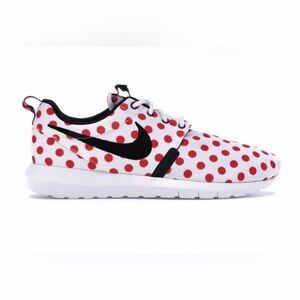 Nike Roshe Run men's polka dot sneakers, size 11.5, red and white